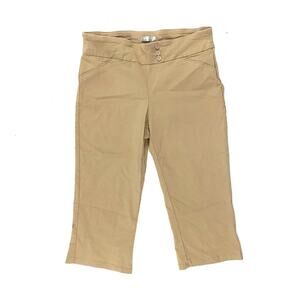 Tan Pull On Cropped Capri Pants